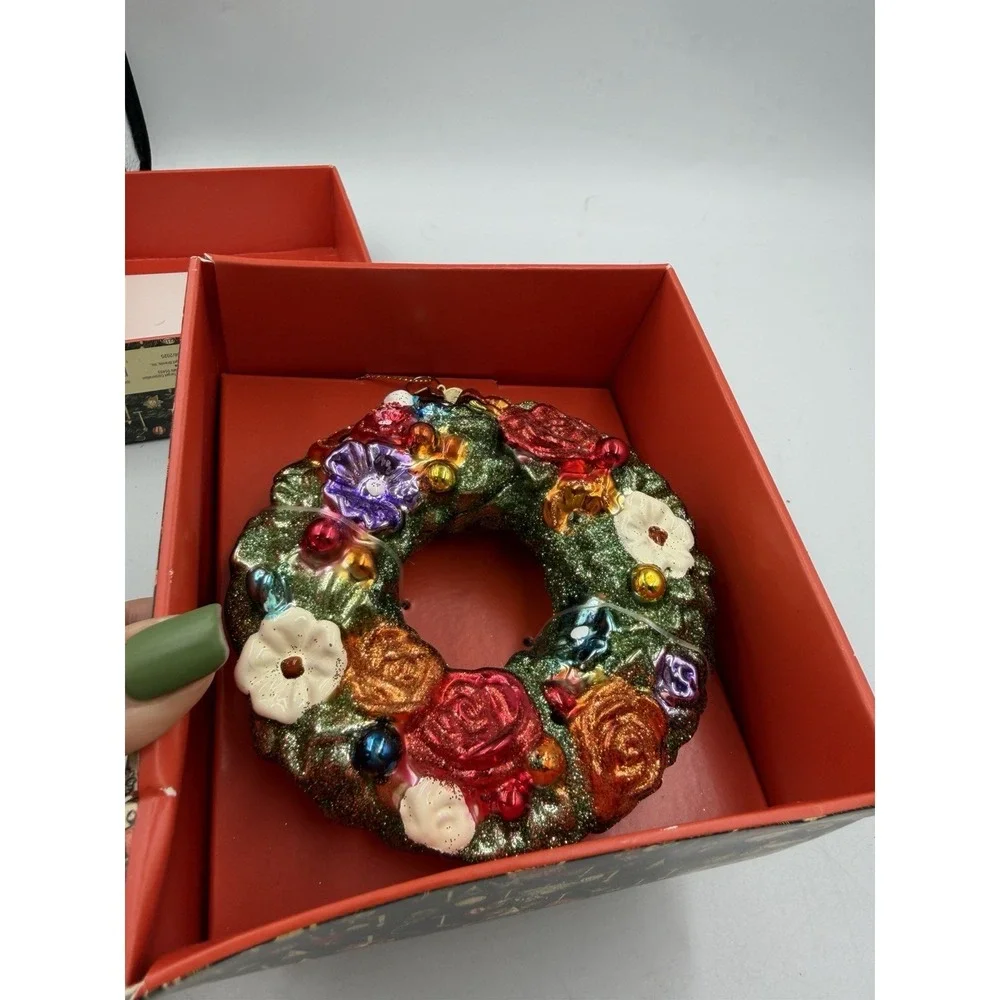 Target x John Derian Glass Wreath Ornament 4.5in Bright Colors New In Box